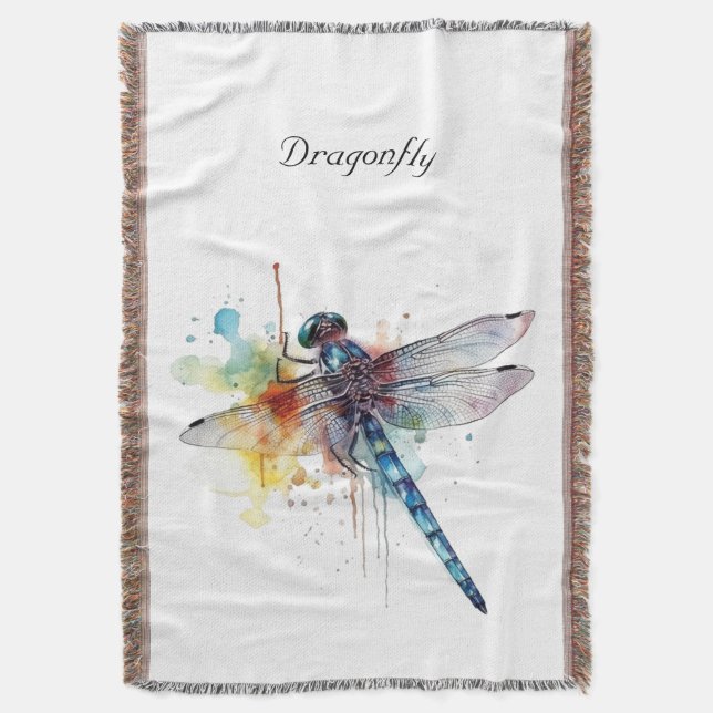 Dragonfly Dreamscape, custom Throw Blanket (Front Vertical)