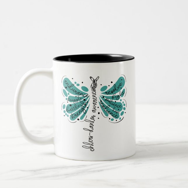 Dragonfly Ehlers Danlos Awareness Two-Tone Coffee Mug (Left)
