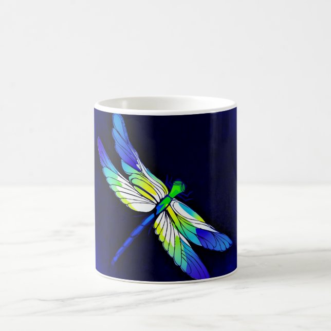 Dragonfly Electric Blue - Personalise with a name Coffee Mug (Center)