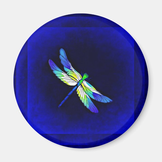 Dragonfly Electric Blue - Personalise with a name Magnet (Front)