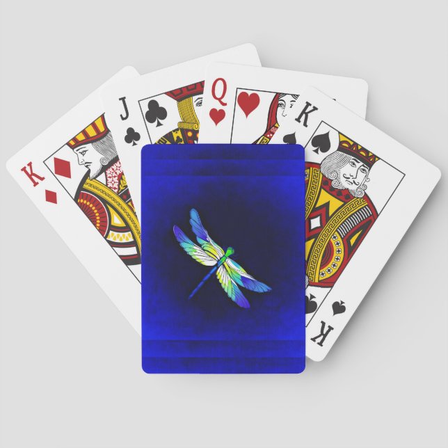 Dragonfly Electric Blue - Personalise with a name Playing Cards (Back)