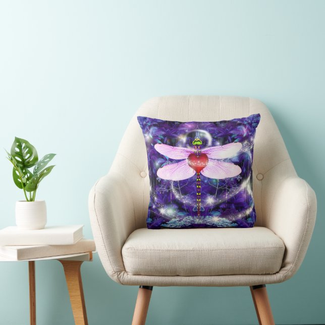 Dragonfly & Fairy Lights Throw Pillow (Chair)