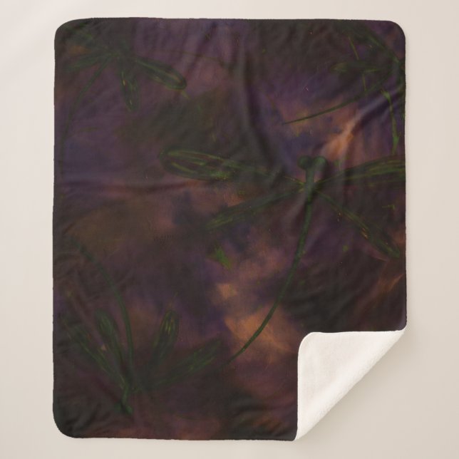 Dragonfly Fire Sherpa Blanket (Front)