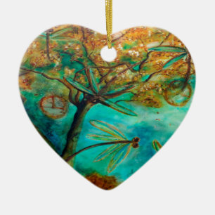 Dragonfly Flirtation Ceramic Ornament