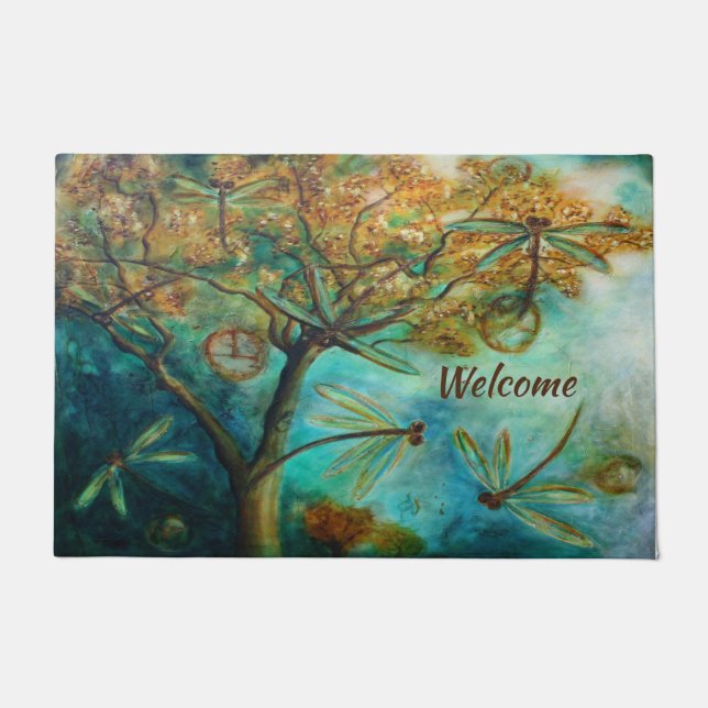Dragonfly Flirtation Doormat (Front)