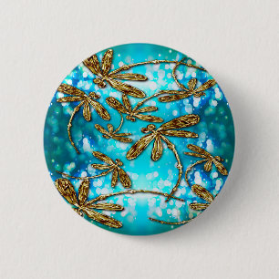 Dragonfly Flit Bubbles 2 Inch Round Button