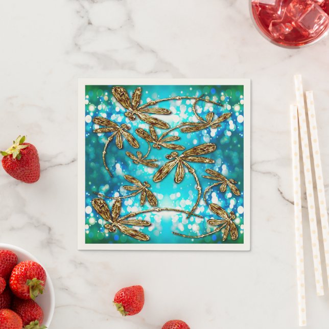 Dragonfly Flit Bubbles Napkin (Insitu)
