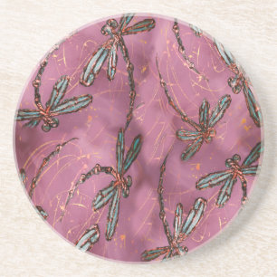 Dragonfly Flit Dusky Rose Coaster