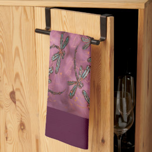 Dragonfly Flit Dusky Rose Kitchen Towel