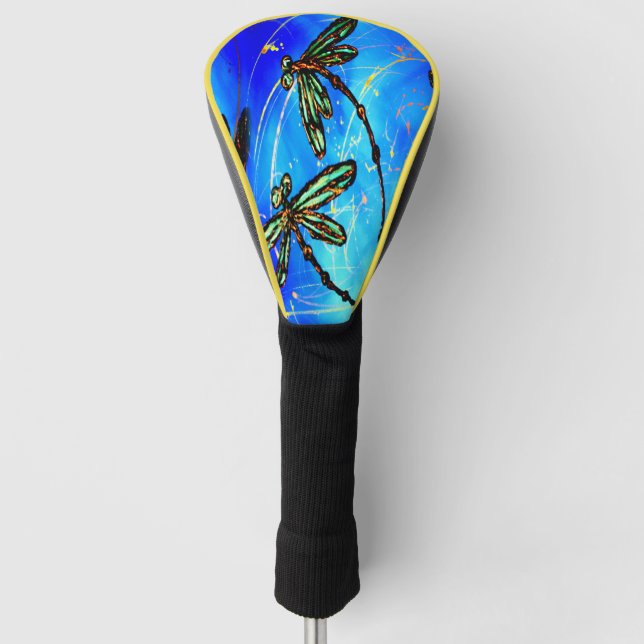 Dragonfly Flit Electric Blue Golf Head Cover (Front)