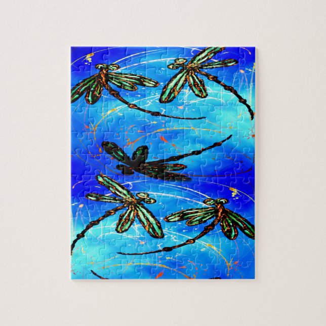 Dragonfly Flit Electric Blue Jigsaw Puzzle (Vertical)