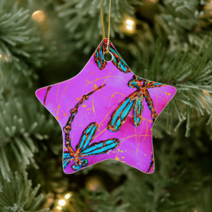 Dragonfly Flit Electric Pink Christmas Ornament