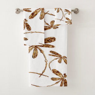 Dragonfly Flit Gold Frenzy Bath Towel Set