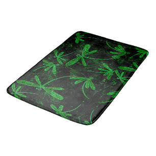Dragonfly Flit Neon Green Bath Mat
