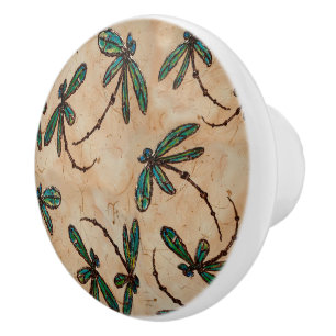Dragonfly Flit Rustic Cream Ceramic Knob