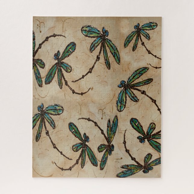 Dragonfly Flit Rustic Cream Jigsaw Puzzle (Vertical)