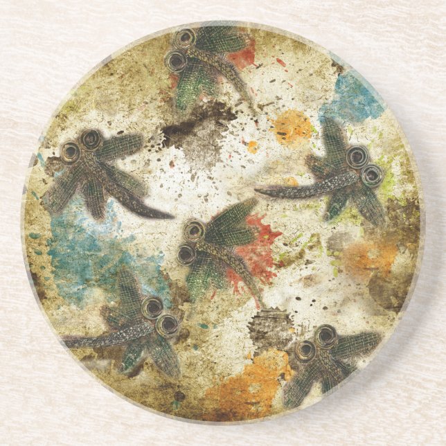 Dragonfly Flit Rustic Splash Coaster (Front)
