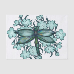 Dragonfly Floral Art dragonflies flower art floral Tissue Paper