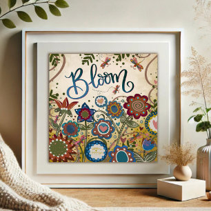 Dragonfly Floral Bloom Inspiring Inspirivity Poster