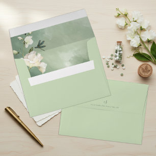 Dragonfly Floral Sweet 16 Light Sage ID1310 Envelope