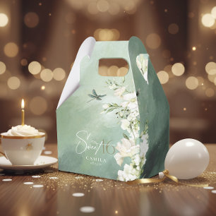 Dragonfly Floral Sweet 16 Sage Green ID1310 Favor Box