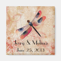 Dragonfly Flourish Wedding Favor Magnet