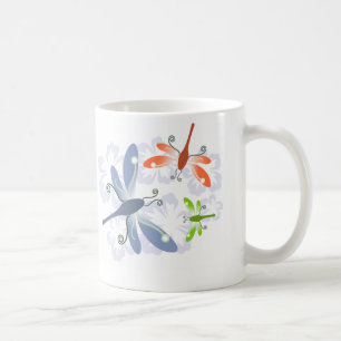 dragonfly flower coffee mug