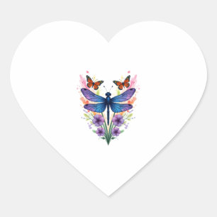 Dragonfly For Women Chakra Color Flower Dragonflie Heart Sticker