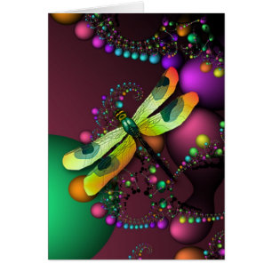Dragonfly Fractals Card (Mardigras)