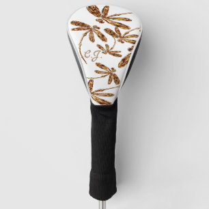 Dragonfly Frenzy Gold Golf Head Cover