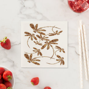 Dragonfly Frenzy Gold Napkin
