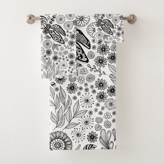Dragonfly garden bath towel set (Insitu)