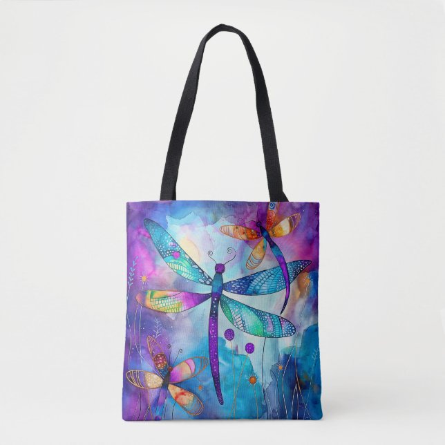 Dragonfly Garden Blues 1 Tote Bag (Front)