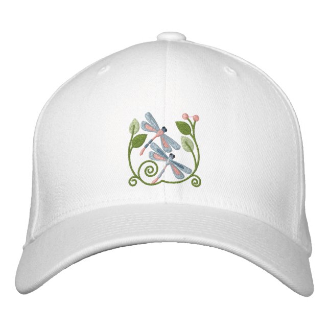 Dragonfly Garden Embroidered Hat (Front)