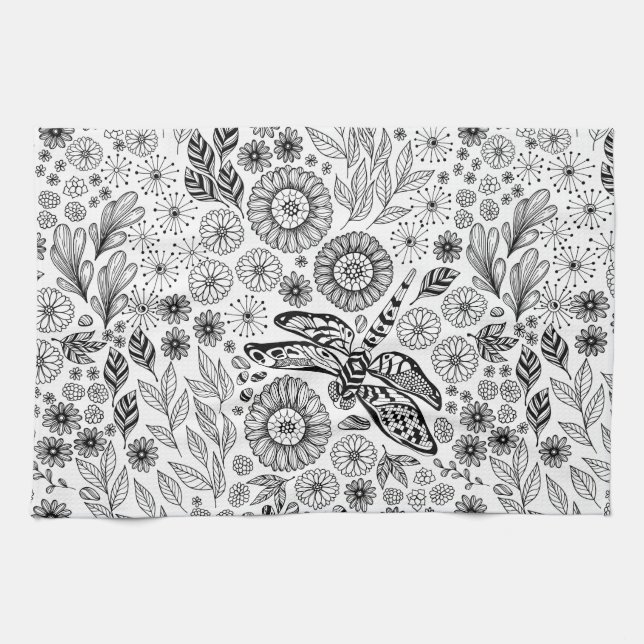 Dragonfly garden kitchen towel (Horizontal)