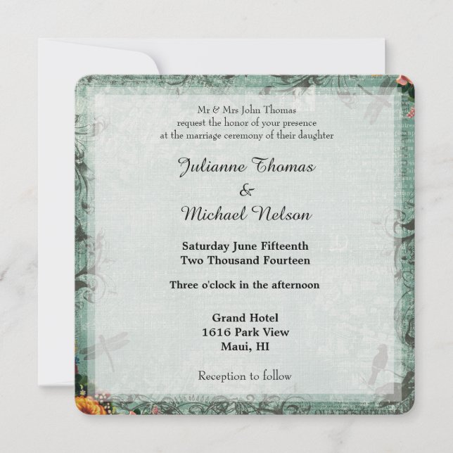 Dragonfly Garden Wedding Invitation (Front)