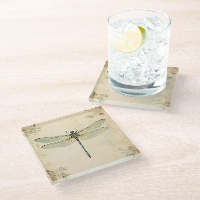Dragonfly Glass Coaster, Dragonfly  Coaster (Angled)