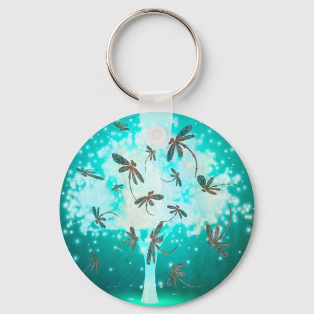 Dragonfly Glow Tree Keychain (Front)