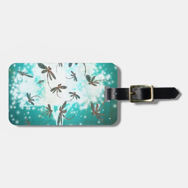 Dragonfly Glow Tree Luggage Tag (Front Horizontal)