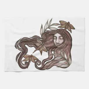Dragonfly Goddess Nature Lovers Summer Kitchen Towel