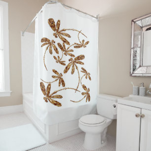 Dragonfly Gold Frenzy Shower Curtain
