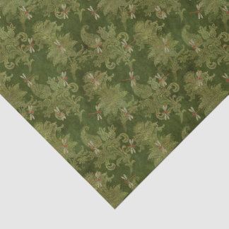 Dragonfly Green Damask Tissue Paper