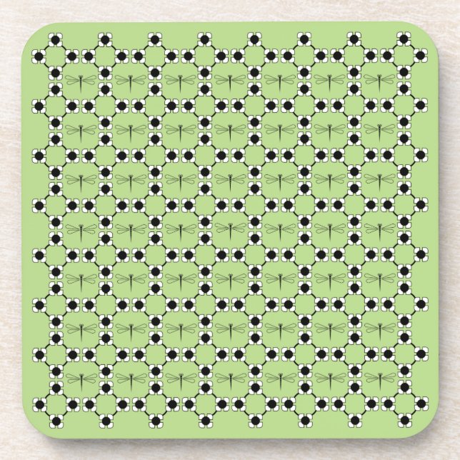Dragonfly - Green Hard Plastic coasters - set of 6 (Front)