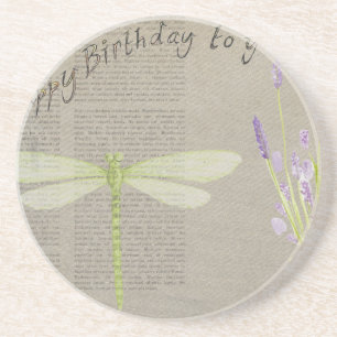 dragonfly happy birthday coaster
