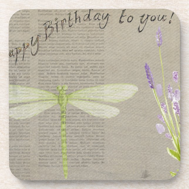 dragonfly happy birthday coaster (Front)