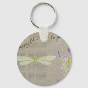 dragonfly happy birthday keychain