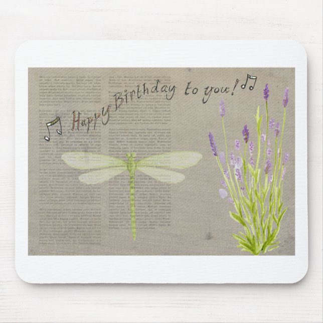 dragonfly happy birthday mouse pad (Front)