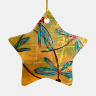 Dragonfly Haze Ceramic Ornament