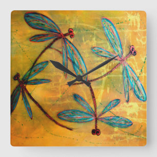 Dragonfly Haze Square Wall Clock