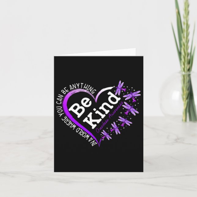 Dragonfly Heart Be Kind Purple Overdose Awareness  Card (Front)
